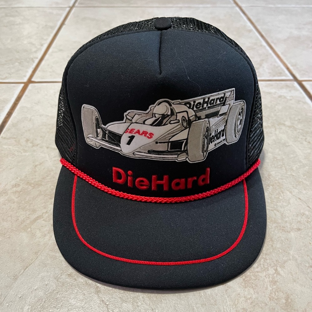 Sears Die Hard Racing Team Hat Vintage White Snapback Rope Trucker Cap